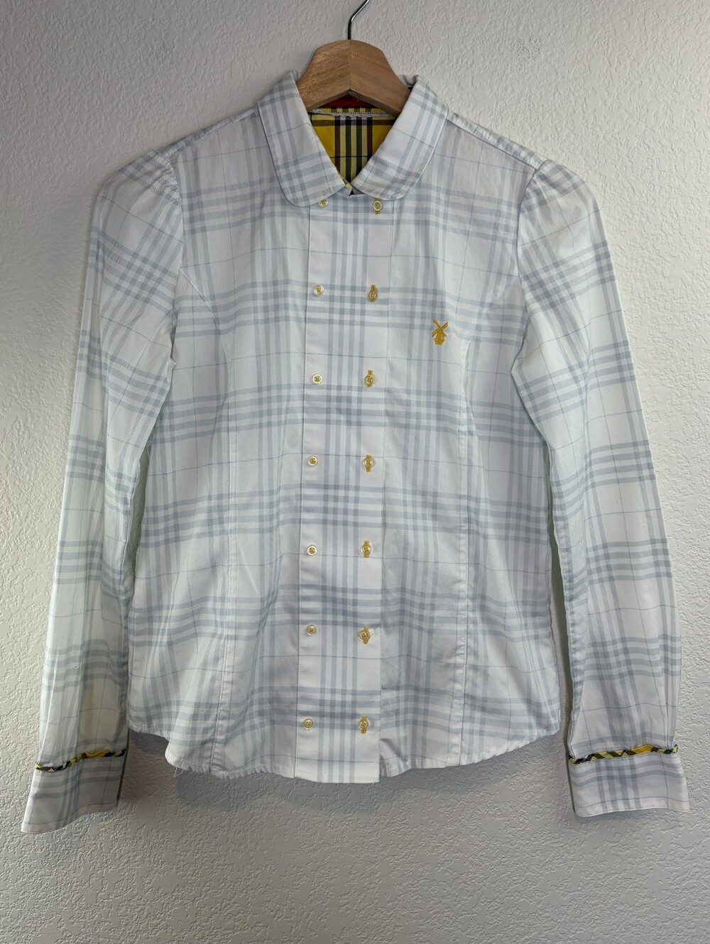 Noton Femme Plaid Check Long Sleeve Button Top Small